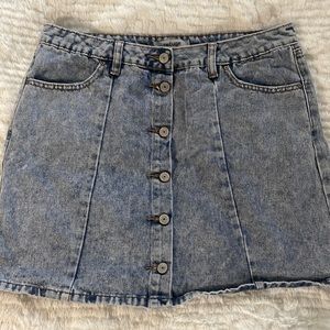 Denim button up mini skirt